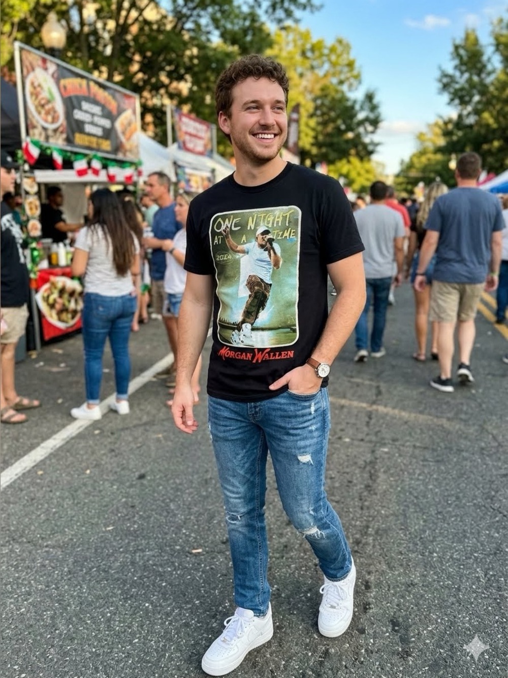 Official Morgan Wallen 2024 Tour BlackGraphic T-Shirt size Small EUC
